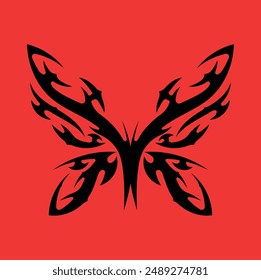 Tattoo Butterfly Design Vector Art Illustration