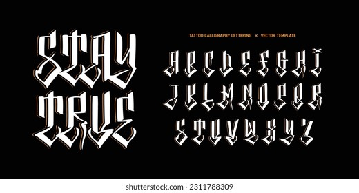 Tattoo calligraphy type font vector template