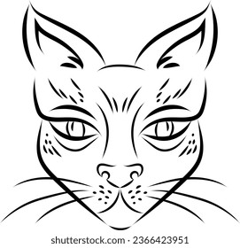  Tatuaje de un gato, ilustración, vector sobre un fondo blanco.