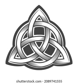 El tatuaje de la Trinidad celta nutre a Triquetra aislado en blanco. Ilustración vectorial.