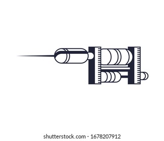 diseño de ilustración vectorial de icono aislado de máquina clásica de tatuaje