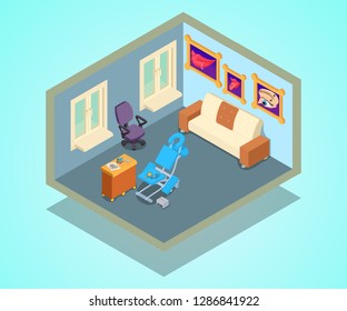 Tattoo concept banner. Isometric banner of tattoo vector concept for web, giftcard and postcard