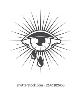 tattoo crying eye icon isolated