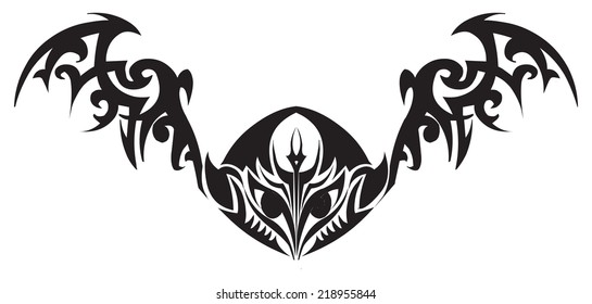Tattoo design of bat monster, vintage engraved illustration. 