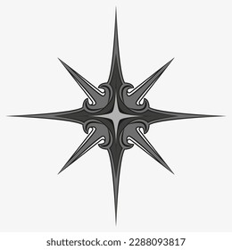 Tattoo Design Schwarz-Weiß Vektorgrafik Ninja Arrow Star Ornament