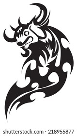 Tattoo design of bull's head, vintage engraved illustration.