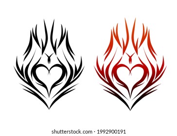 Tattoo design of burning heart. vector illustration. Can be used as print or mascot