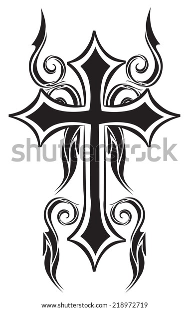 Tattoo Design Christian Cross Vintage Engraved Stock Vector (Royalty ...