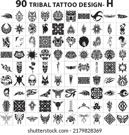 tattoo design collection skin style tribal bundle vector set element