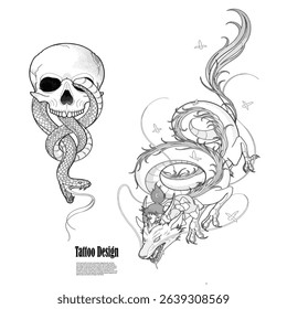 tattoo design compilation dragon and snake