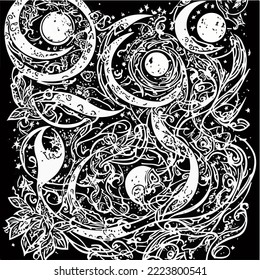 Tattoo design covering arm or body Illustration Vector Cartoon Drawing
