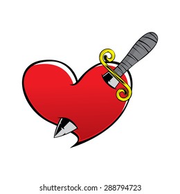 tattoo design dagger through heart vector illustration