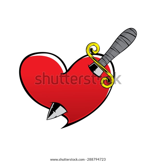 Tattoo Design Dagger Through Heart Vector Stock Vector (Royalty Free