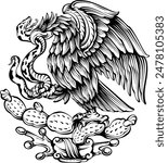 tattoo design eagle with snake mexicana, Mexican Coat of Arms illustrations