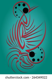 Tattoo design element on turquoise background - vector illustration.