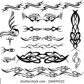 tattoo design elements of eye bird and others