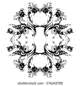Tattoo design. Flowers, drawn in ink on old paper. Children's drawing a pencil in graphics technology. Roses and daisies. Vintage elegant style. The thin smooth lines. Template for greeting card