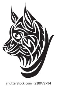 Tattoo design of fox head, vintage engraved illustration. 