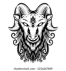 tattoo design goat black and white line art