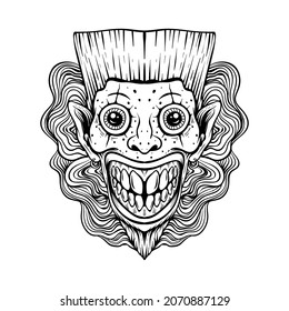 tattoo design hand drawn clown line art