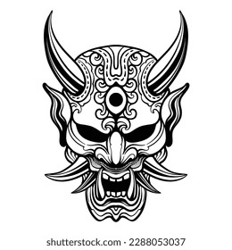 tattoo design hannya mask black and white