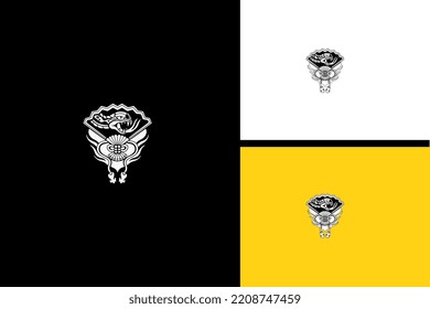 diseño de tatuajes de la cabeza cobra vectorial line art