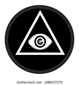 Tattoo design isolated on white background, all seeing eye vector icon vector, illuminati symbol in triangle, in black circle. 