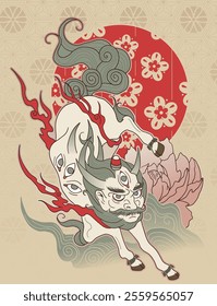 tattoo design of japanese yokai Kappa, japanese turtle, fantasy, japanese folklore, hand drawn art	