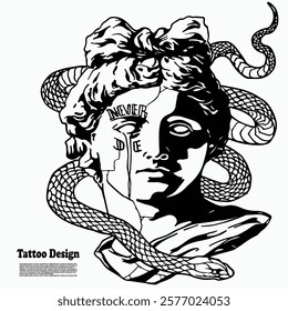 tattoo design of a king's head wrapped around a king snake