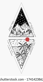 Tätowierung, Landschaftsmonoline-Design