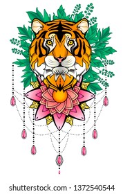 Tattoo Design Of Mandala And Tiger