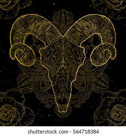 Tattoo design, mystic symbol. New school dotwork. Boho design. Print, posters, t-shirts and textiles