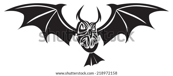 Tattoo Design Owl Wings Spread Vintage Stock Vector (Royalty Free) 218972158