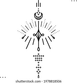 tattoo design pattern, black outline lines isolated on white