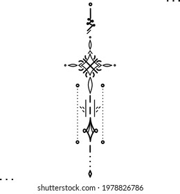 tattoo design pattern, black outline lines isolated on white