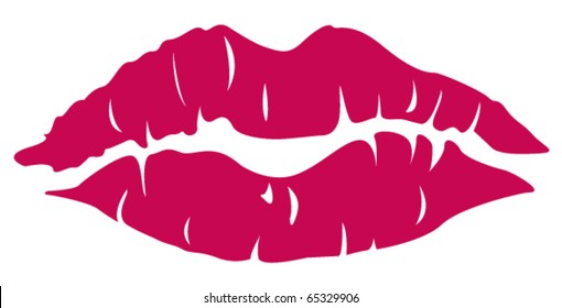 Tattoo design of sexy lips with red lipstick.