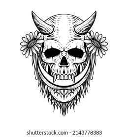 tattoo design skull with flower