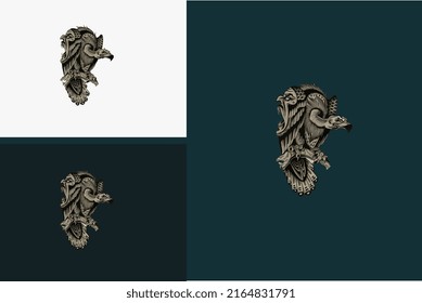 tattoo design of vulture and devil vector