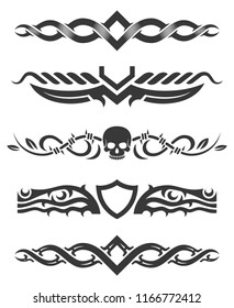 Tattoo designs set. Vector illustration