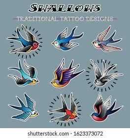 Tattoo Designs Swallows Old School Style 