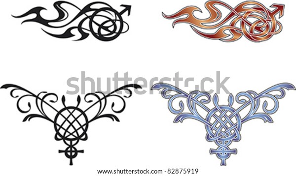 Tattoo Designs Symbols Venus Mars Stock Vector Royalty Free 82875919