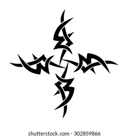 tattoo designs, tribal pattern cross element template  tattoo vector art design, isolated illustration abstract pattern on white background, cross art pattern cut out. 