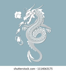 Tattoo dragon ready for plotter cut. plotter, laser cutting. Vector illustration