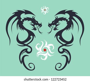 Tattoo Dragon Vector Illustration