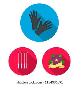 Tattoo, drawing on the body flat icons in set collection for design. Tattoo salon and equipment vector symbol stock web illustration.