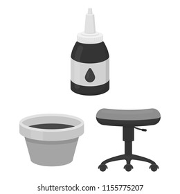 Tattoo, drawing on the body monochrome icons in set collection for design. Tattoo salon and equipment vector symbol stock web illustration.