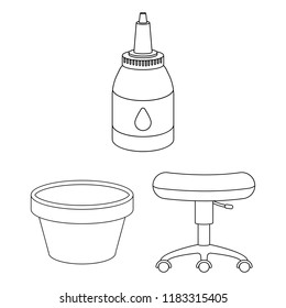 Tattoo, drawing on the body outline icons in set collection for design. Tattoo salon and equipment vector symbol stock web illustration.