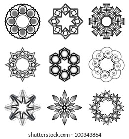 tattoo elements over white background; abstract vector art illustration