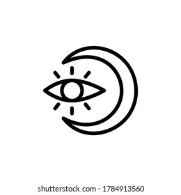 Tatuaje, ojo, icono de la luna. Línea simple, contorno de elementos vectoriales de iconos de tatuaje para ui y ux, sitio web o aplicación móvil
