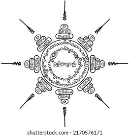 Tattoo fashion Abstract Vector inspiration Traditional tattoo or yantra, sacred symbols on blackboard background, Sacred geometry tattoo, Alchemy designs. Ethnic style can be used for textile, yoga ma